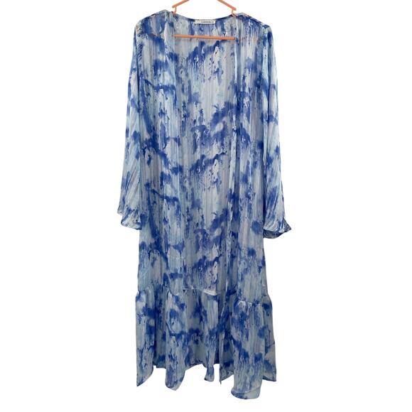 CARAMELA Beach Coverup Small Duster Kimono Longline Open Cardigan Sheer Resort - Picture 1 of 13